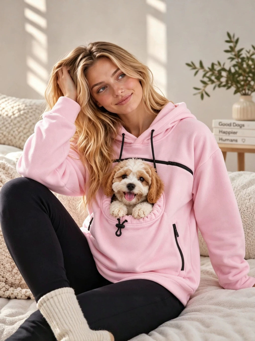 Couple Lamb Cashmere Pet Pocket Hooded Sweatshirt
