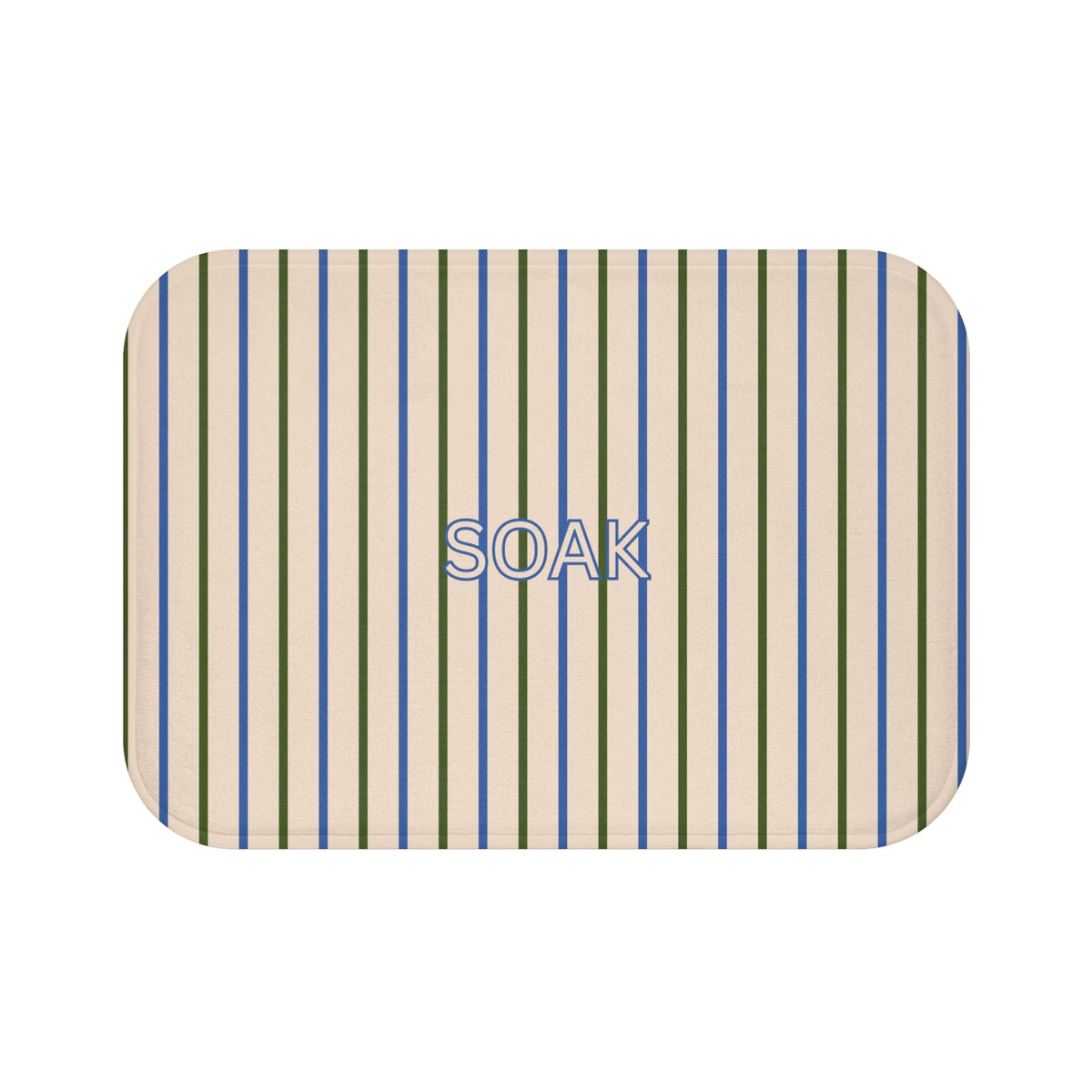 Coastal SOAK Striped Bath Mat — Blue & Beige Spa Bathroom Rug