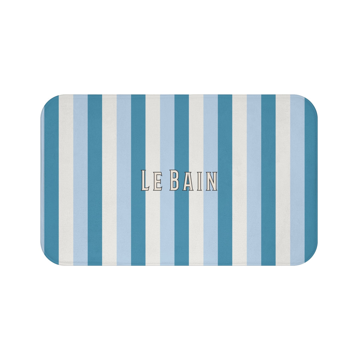 Tri-Color Azure Striped 'Le Bain' Bath Mat – French Coastal Bathroom Rug