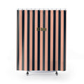 Le Bain Striped Shower Curtain - Salmon Pink & Navy Bathroom Decor