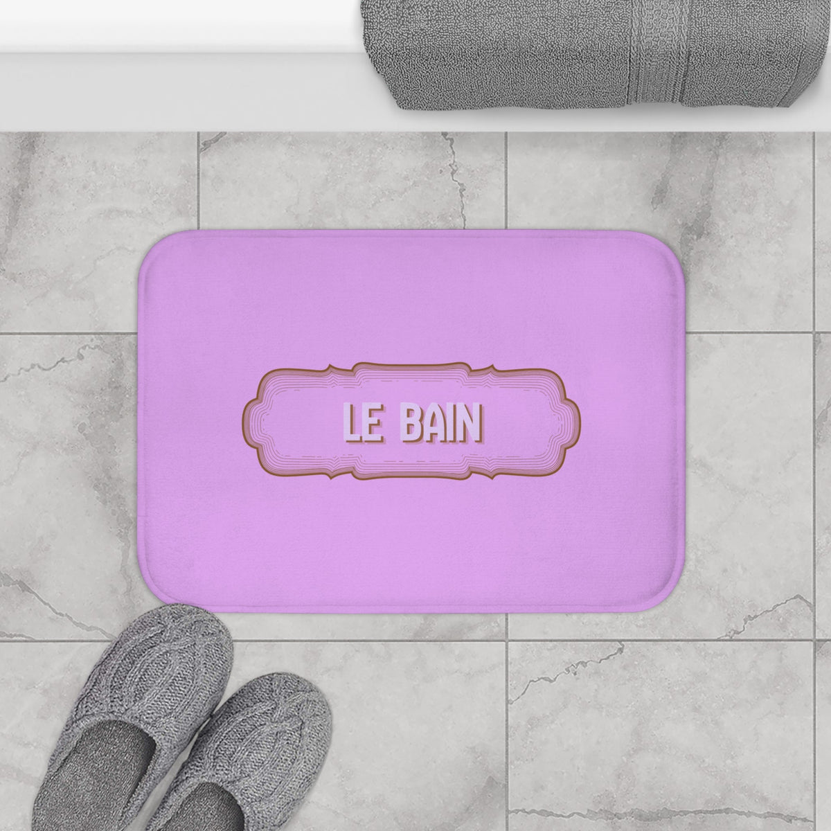 Le Bain Lilac Bath Mat — French Bathroom Décor, Soft Plush Floor Mat