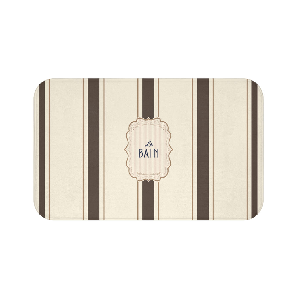 Le Bain Classic Striped Bath Mat, BROWN,  French Bathroom Decor