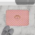 Polka Dot "Le Bain" Bath Mat — Pink & Brown Bathroom Rug