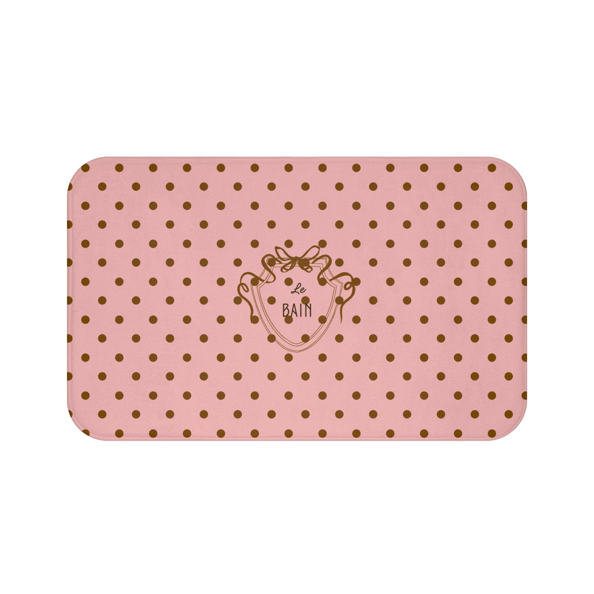 Polka Dot "Le Bain" Bath Mat — Pink & Brown Bathroom Rug
