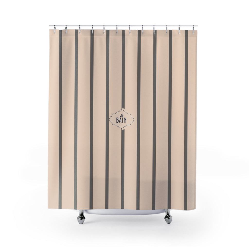 Shower Curtain — Grey Striped French 'Le Bain' Bathroom Decor