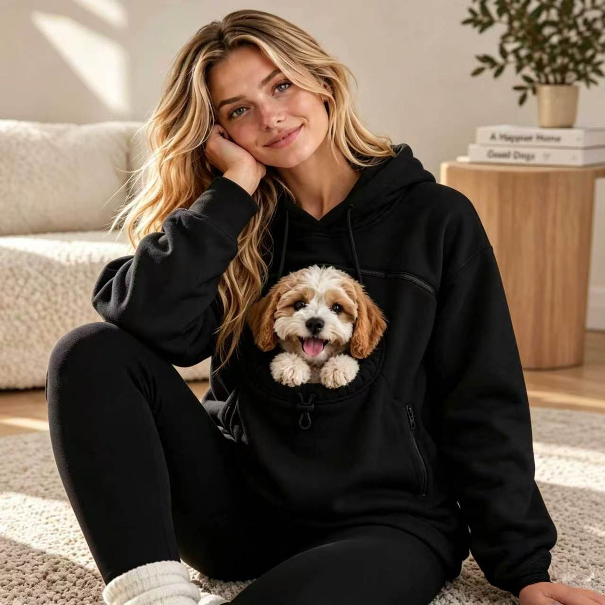 Couple Lamb Cashmere Pet Pocket Hooded Sweatshirt