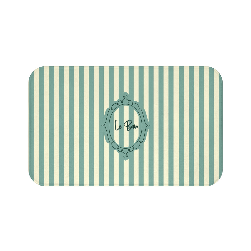 Le Bain Striped Bath Mat — Coastal Green/Cream Bathroom Rug