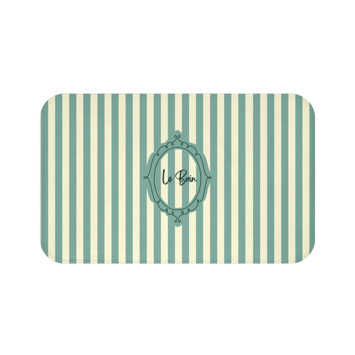 Le Bain Striped Bath Mat — Coastal Green/Cream Bathroom Rug