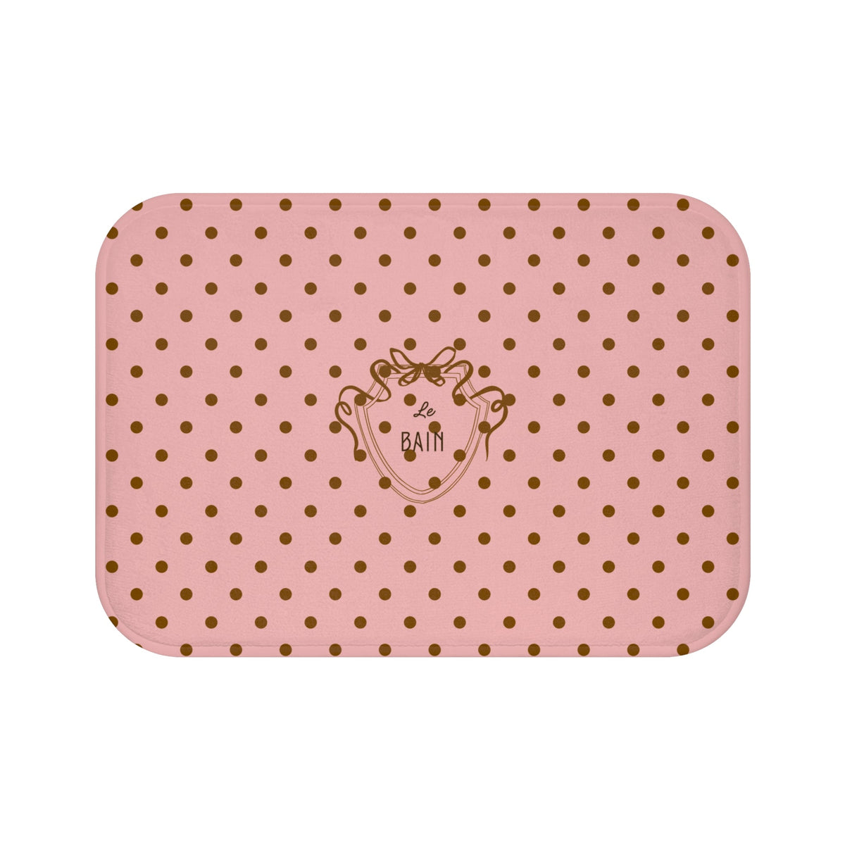 Polka Dot "Le Bain" Bath Mat — Pink & Brown Bathroom Rug