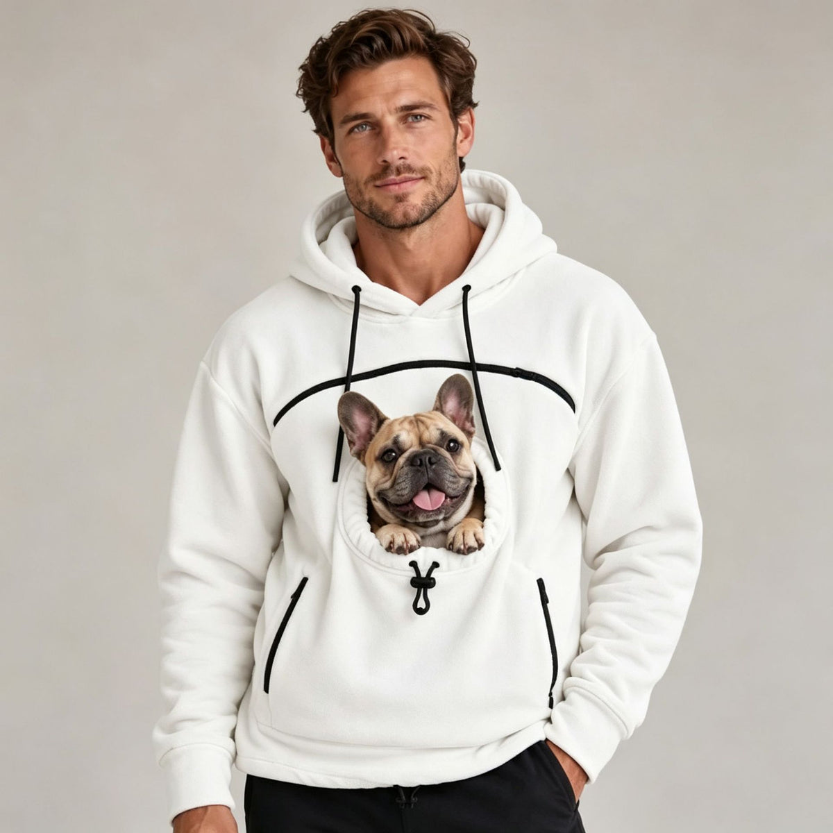 Couple Lamb Cashmere Pet Pocket Hooded Sweatshirt