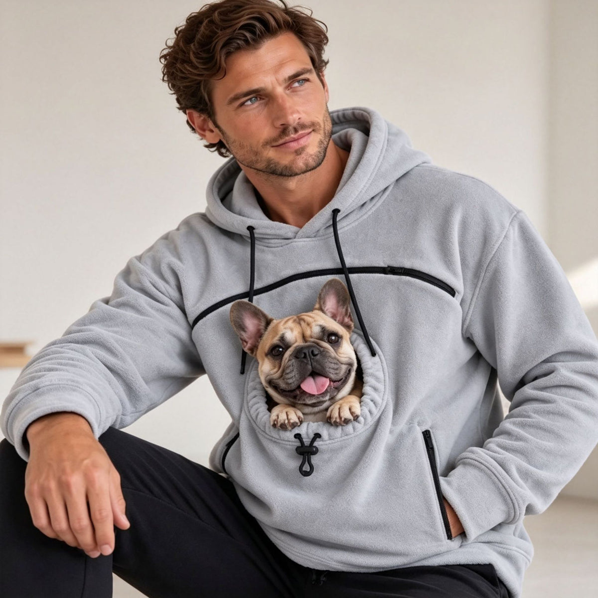 Couple Lamb Cashmere Pet Pocket Hooded Sweatshirt