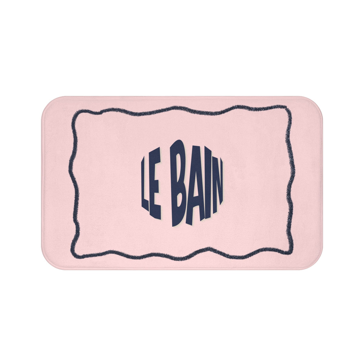 Le Bain Light Pink & Navy Bath Mat |  French Bathroom Mat