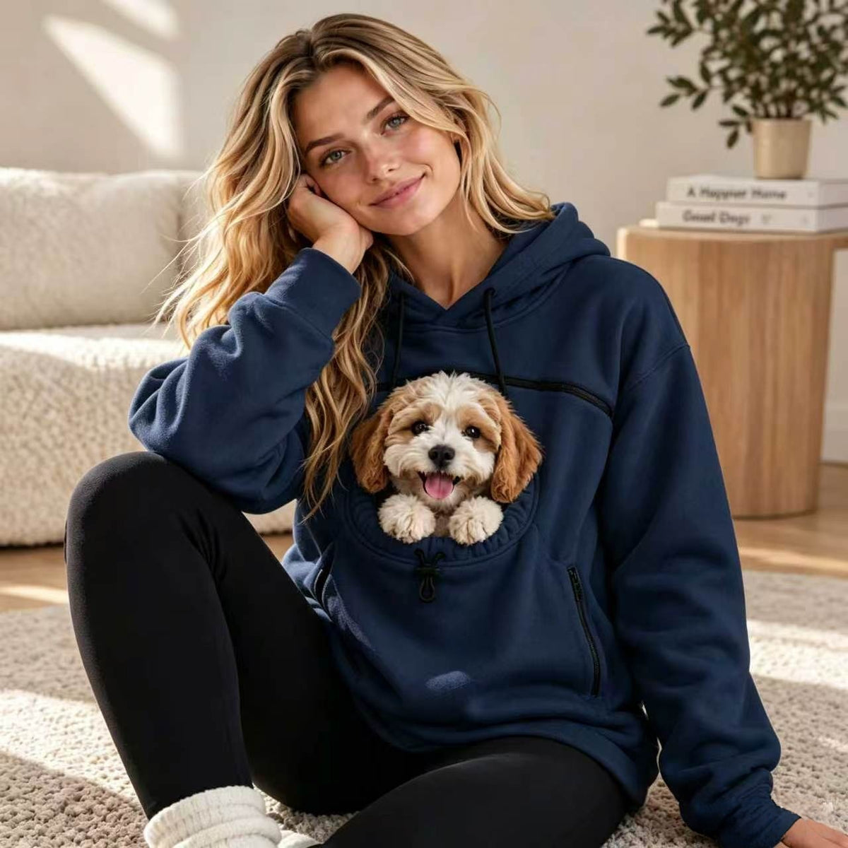 Couple Lamb Cashmere Pet Pocket Hooded Sweatshirt