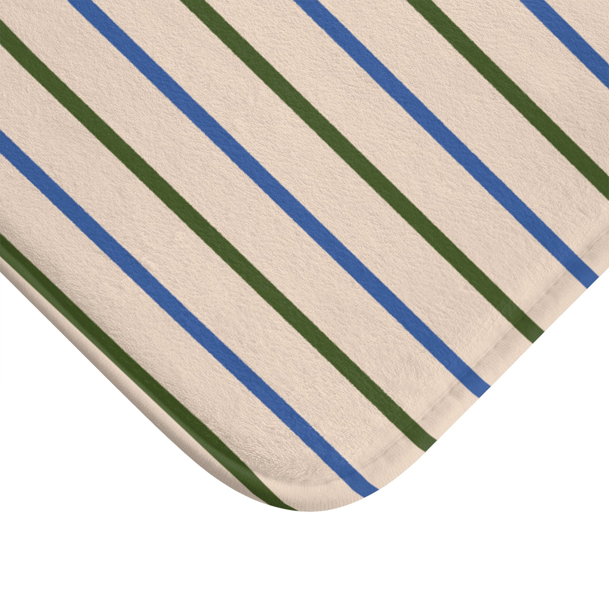 Coastal SOAK Striped Bath Mat — Blue & Beige Spa Bathroom Rug