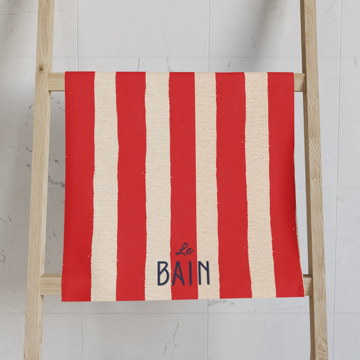 Le Bain Red Striped Hand Towel — French Red & Cream Bathroom Decor