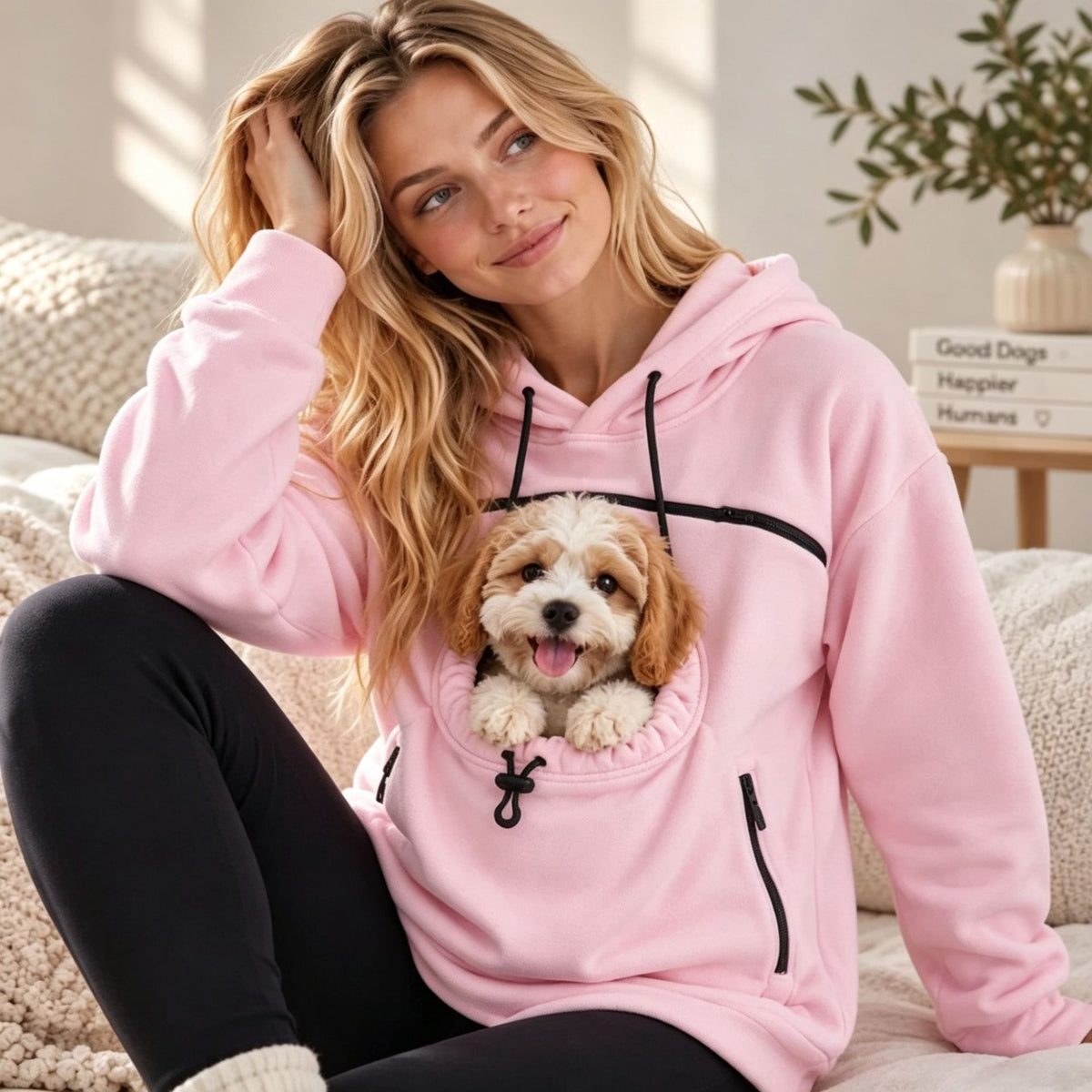 Couple Lamb Cashmere Pet Pocket Hooded Sweatshirt