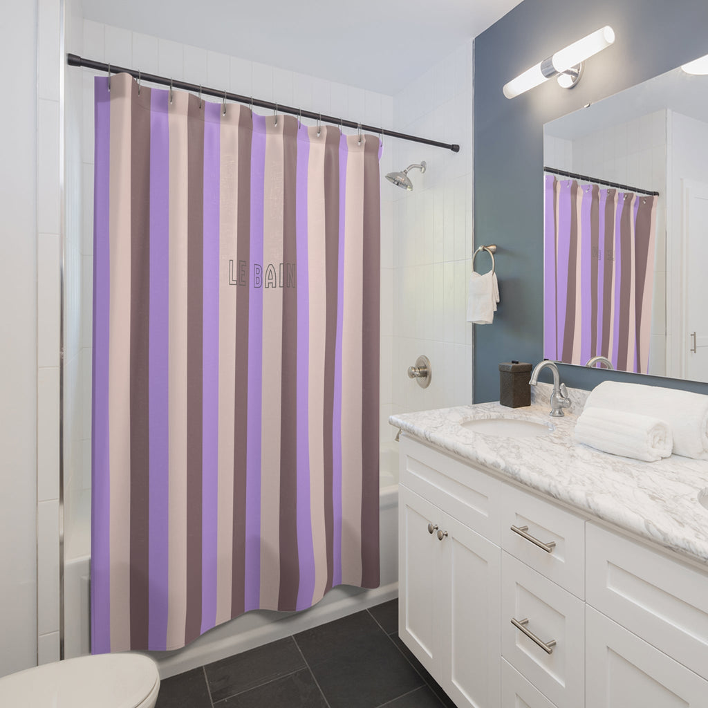 Striped 'Le Bain' Shower Curtain — Lavender & Mauve Modern Bathroom Decor