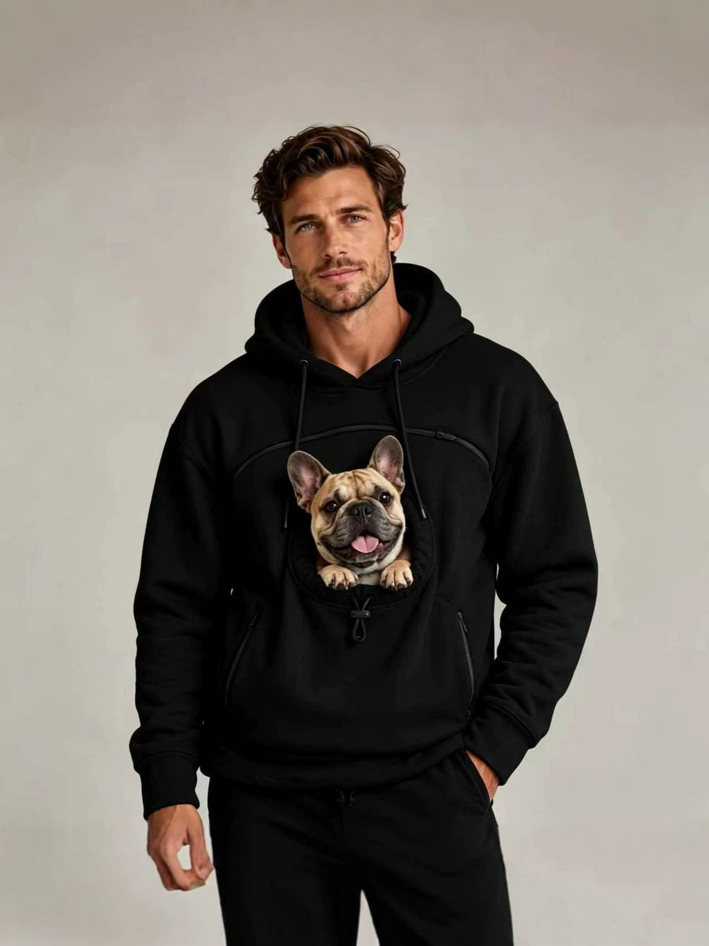 Couple Lamb Cashmere Pet Pocket Hooded Sweatshirt