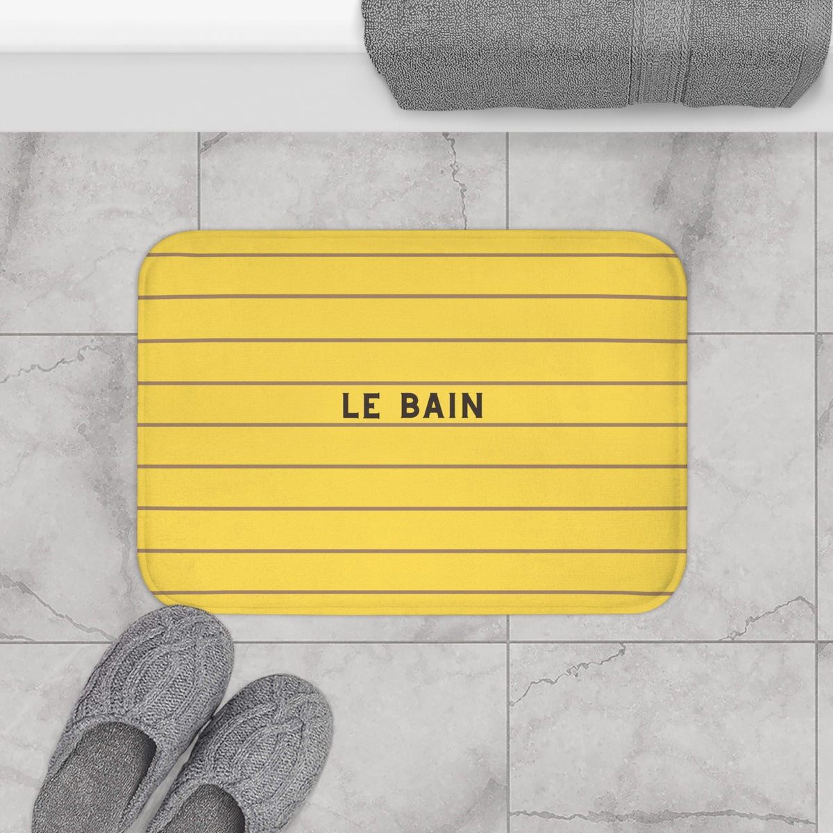 Le Bain Yellow Striped Bath Mat — French Minimalist Bathroom Rug