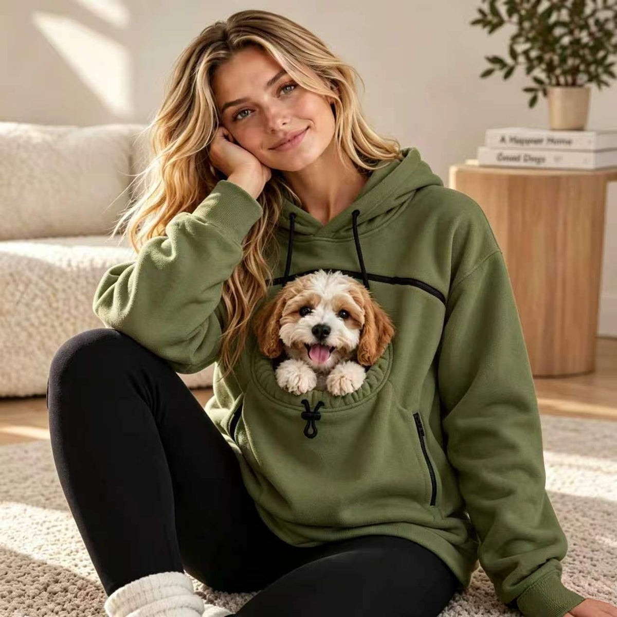 Couple Lamb Cashmere Pet Pocket Hooded Sweatshirt