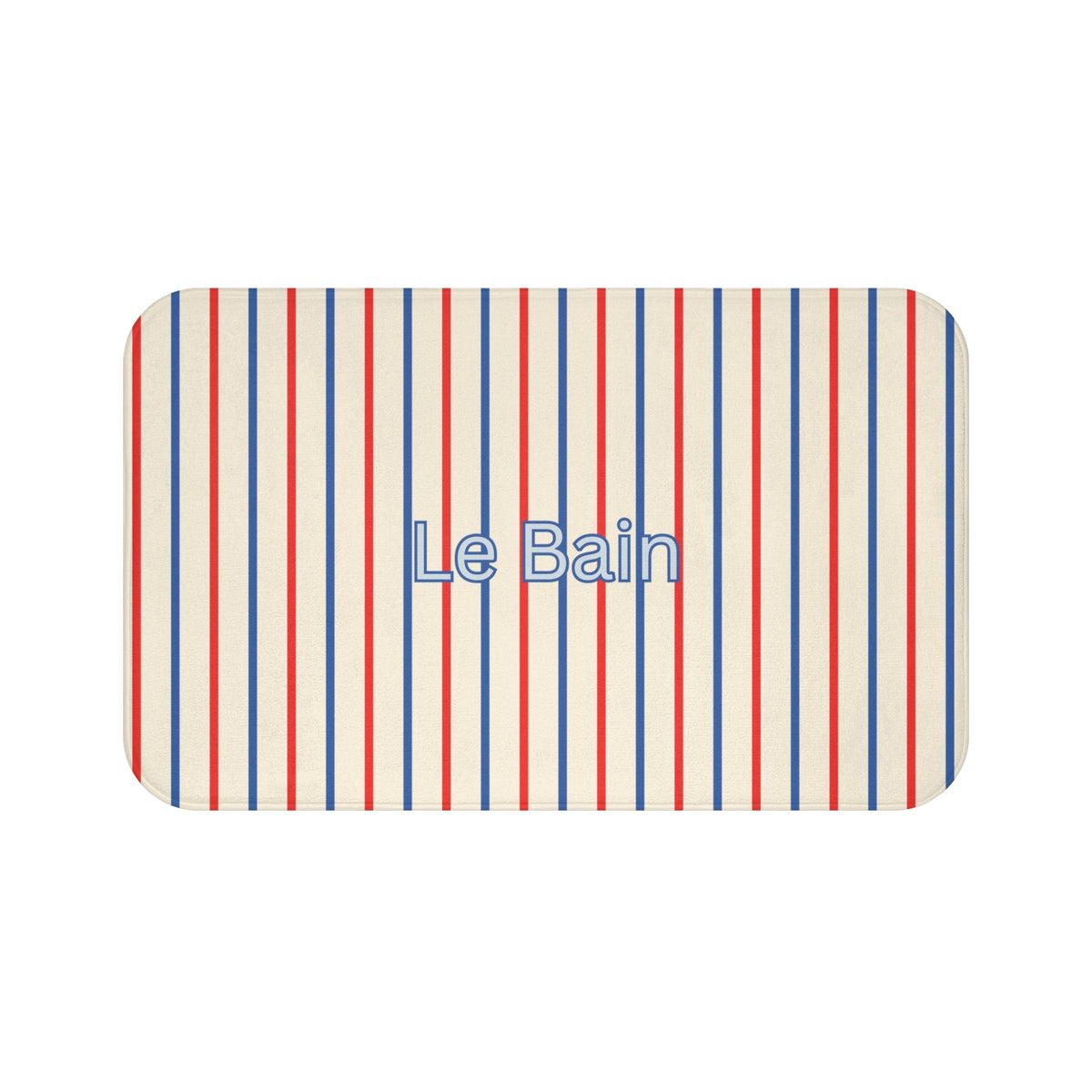 Le Bain Tricolor Striped Bath Mat, CREAM — French-Inspired Red & Blue Bathroom Rug