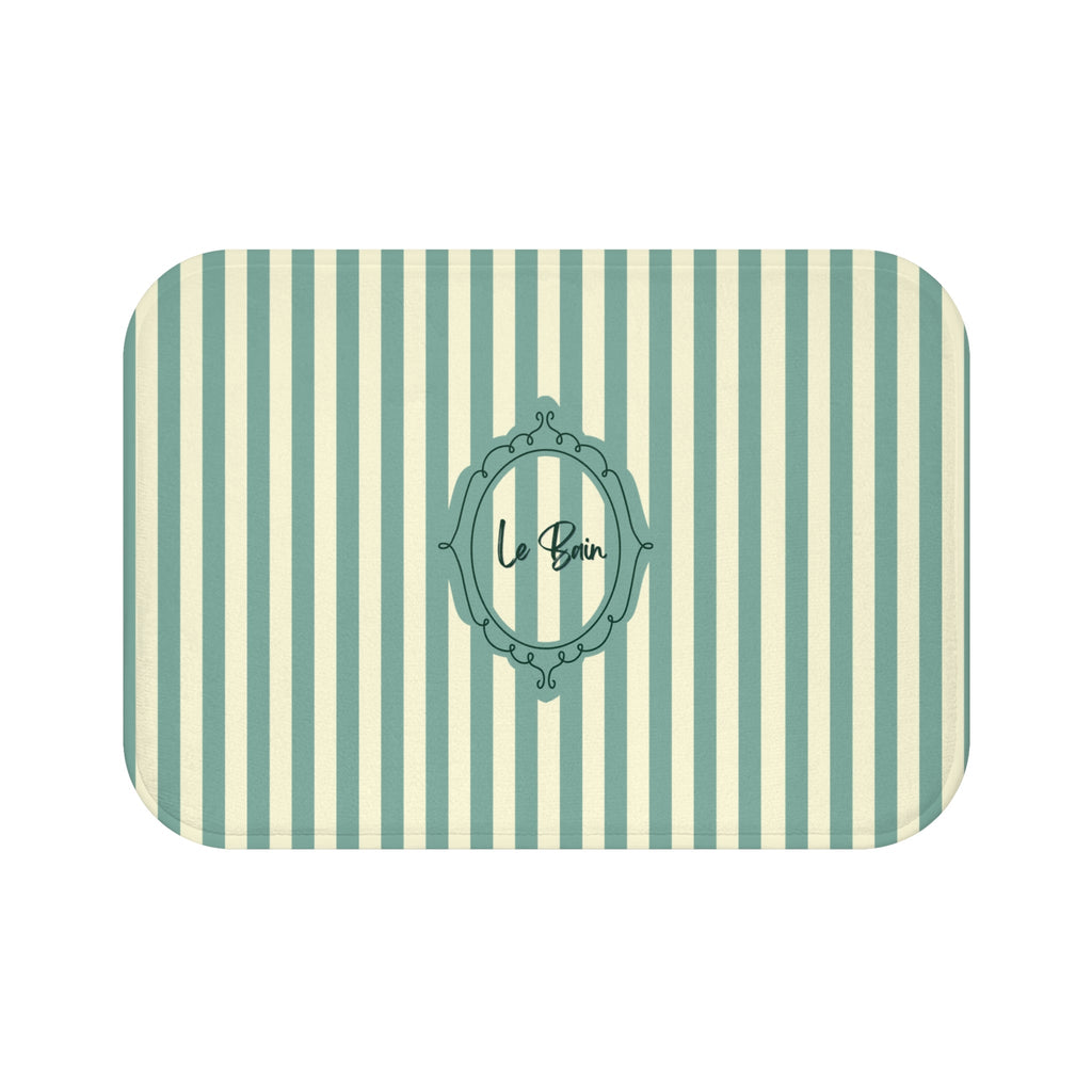 Le Bain Striped Bath Mat — Coastal Green/Cream Bathroom Rug