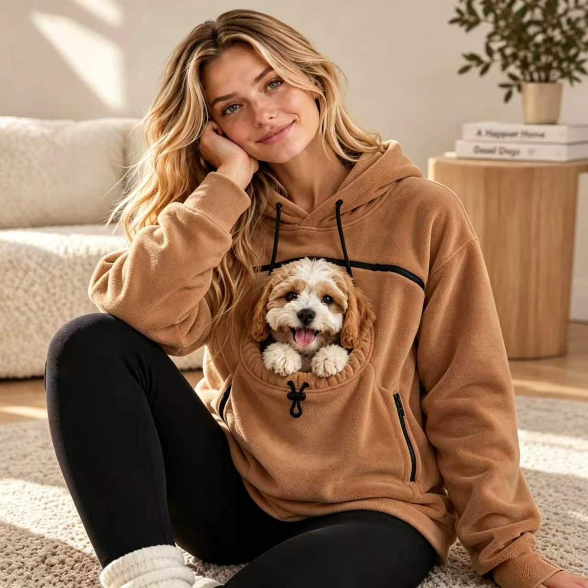 Couple Lamb Cashmere Pet Pocket Hooded Sweatshirt