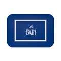 Le Bain Sea Blue Bath Mat — French Bathroom Rug with Modern Border