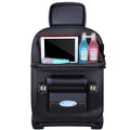Car Seat Back Organizer PU Leather Foldable Table Tray with Storage Pockets And Kick Mats - Vehicle Interior Accessories
