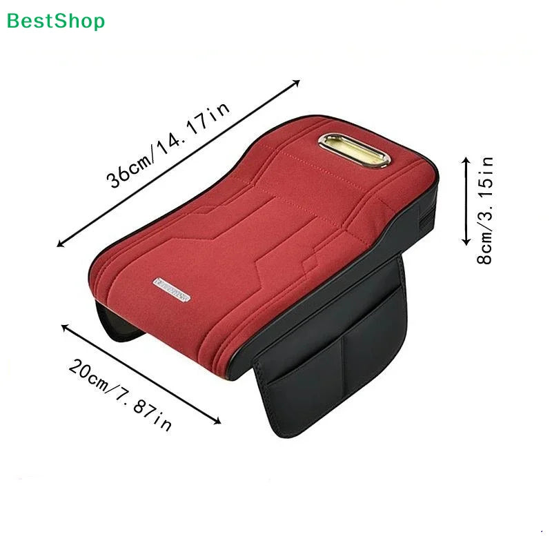 Car Armrest Cushion with Tissue Box & Storage Pocket