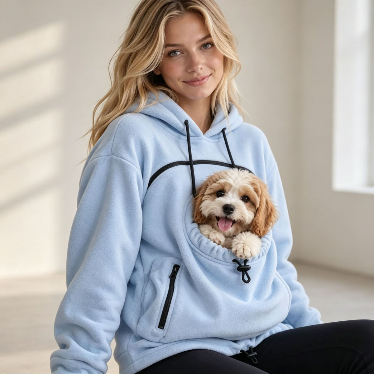 Couple Lamb Cashmere Pet Pocket Hooded Sweatshirt