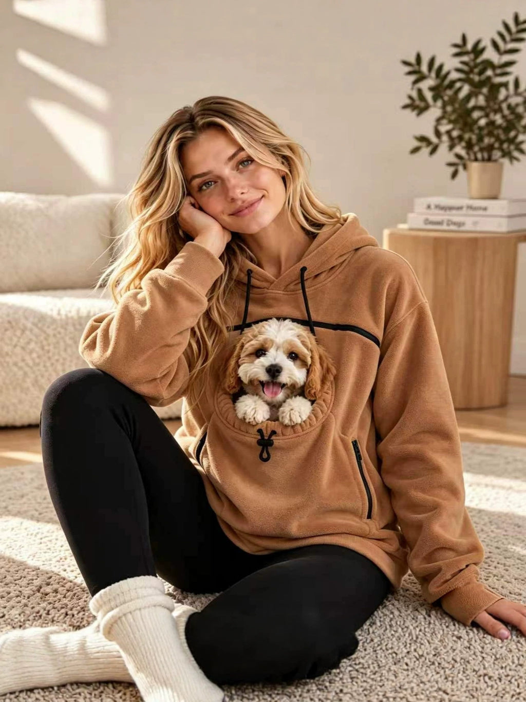 Couple Lamb Cashmere Pet Pocket Hooded Sweatshirt