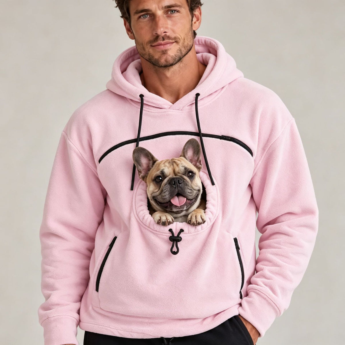 Couple Lamb Cashmere Pet Pocket Hooded Sweatshirt