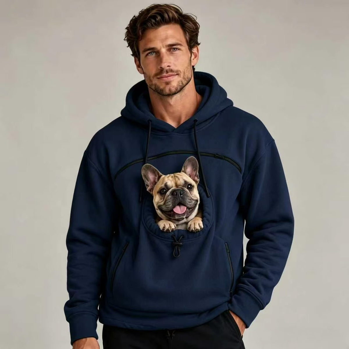 Couple Lamb Cashmere Pet Pocket Hooded Sweatshirt